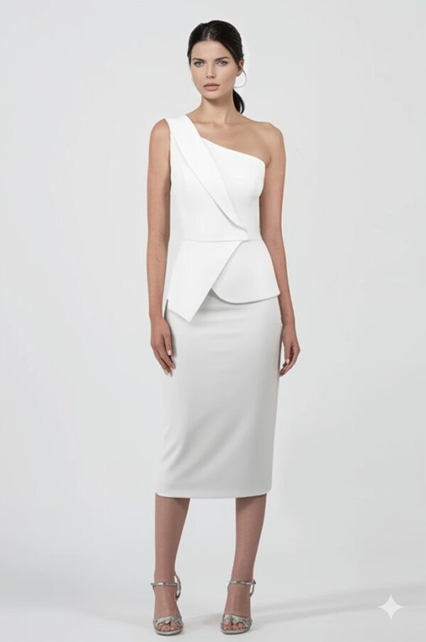 Vestido Eucalipto asimétrico péplum