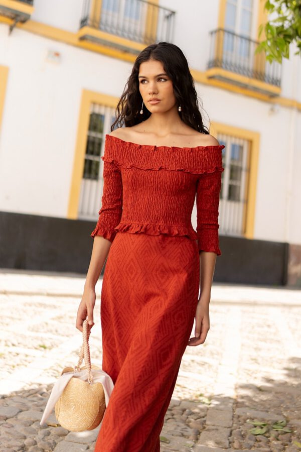 Vestido bardot Rouge